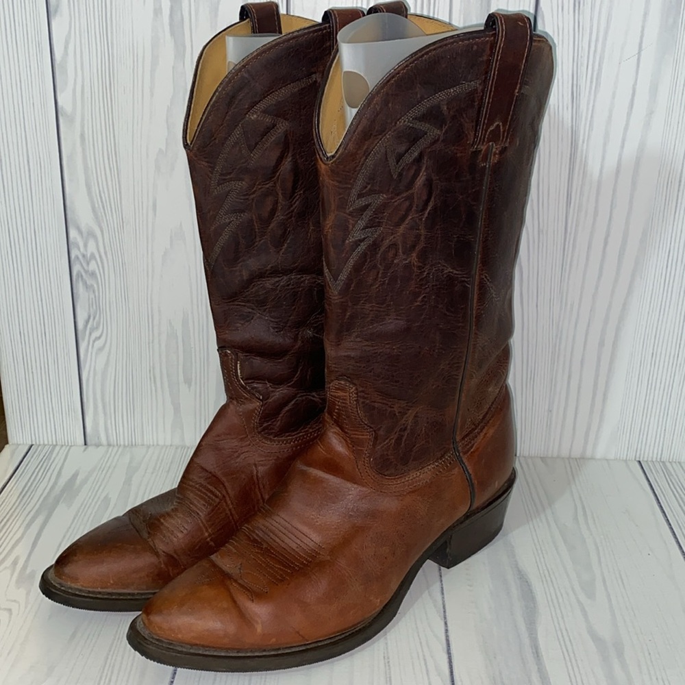 Wrangler Brown Leather Cowboy Boots